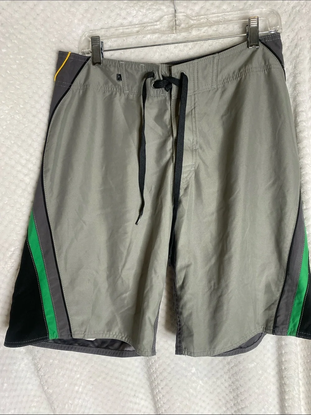 Men's O’Neill Gray Board Shorts Swim Trunks with Green Accents